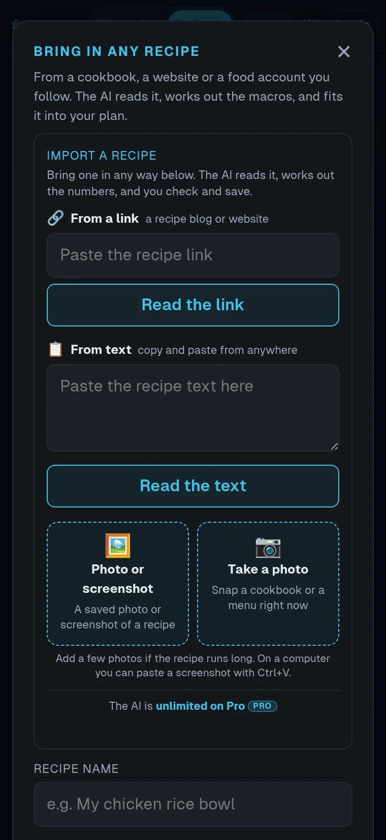 AI recipe scanner that reads any recipe