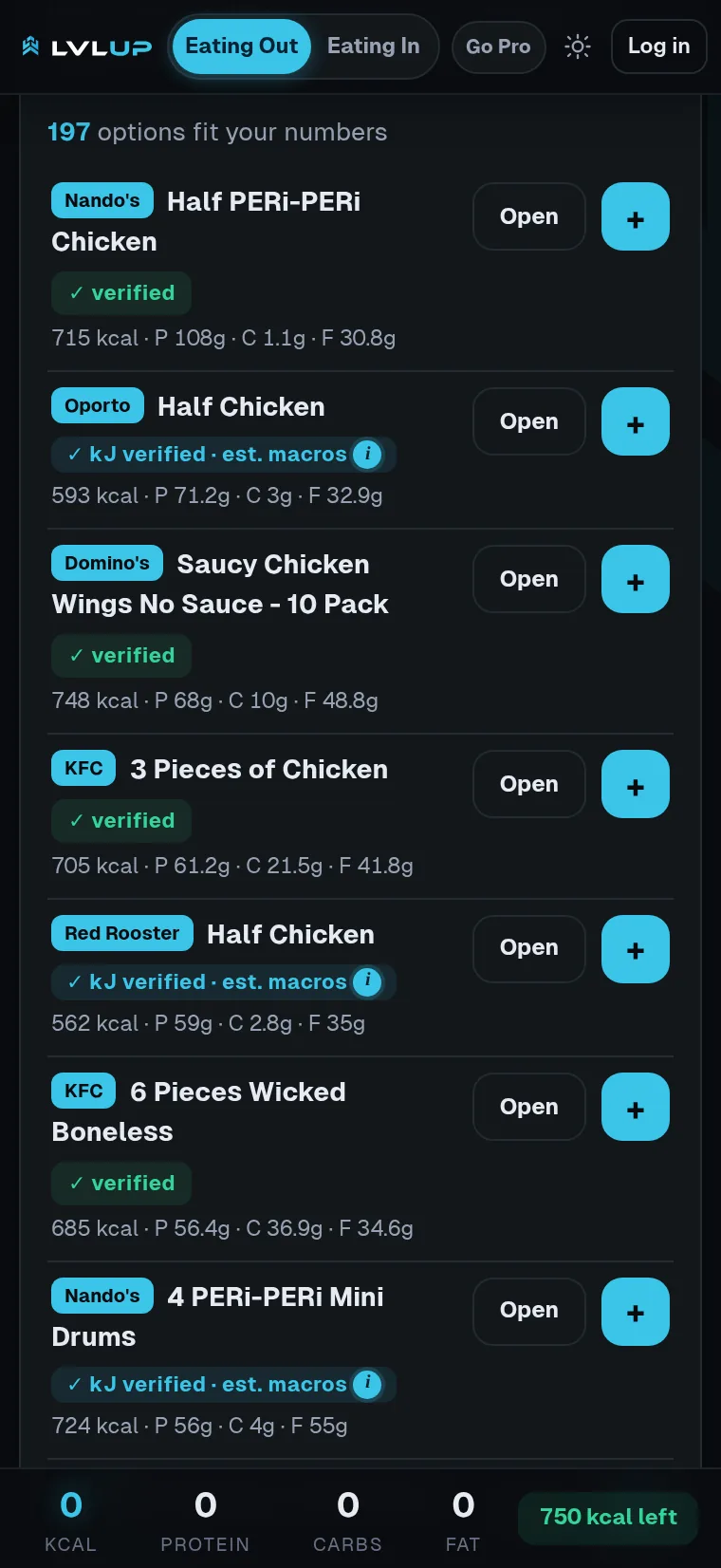 Every chain scanned at once, showing what fits your calories and protein